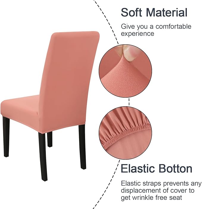 JQinHome Terra Cotta Chair Covers for Dining Room Set of 6, High Stretch Removable Washable Parsons Chair Slipcover for Home Party Hotel Wedding Ceremony (6PCS,Terra Cotta)-Ruum Studio Home