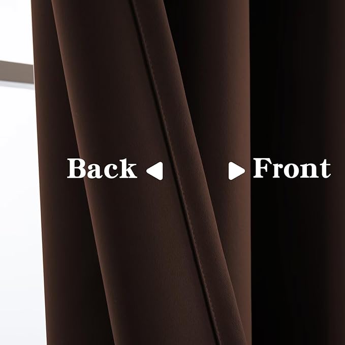 Blackout Curtains 108 Inches Long for Bedroom, Thermal Insulated Blackout Curtains 2 Panels Set, Solid Grommet Privacy Room Darkening Drapes for Living Room Windows(W52 x L108, Chocolate)-Ruum Studio Home