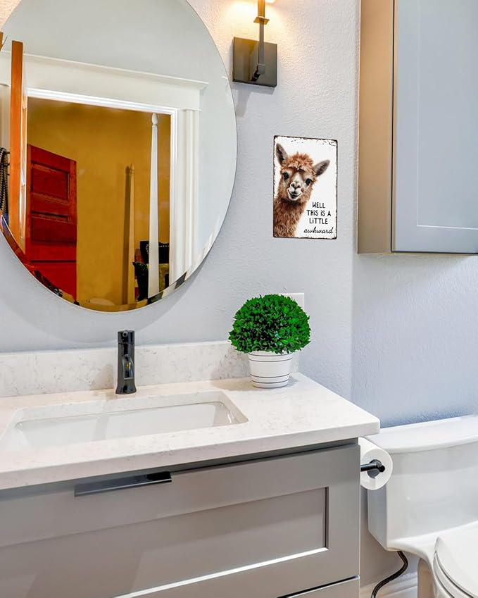 ALKB Funny Alpaca Metal Signs Farmhouse Bathroom Wall Decor Alpaca Lovers Gift 8 x 12 Inch-Ruum Studio Home