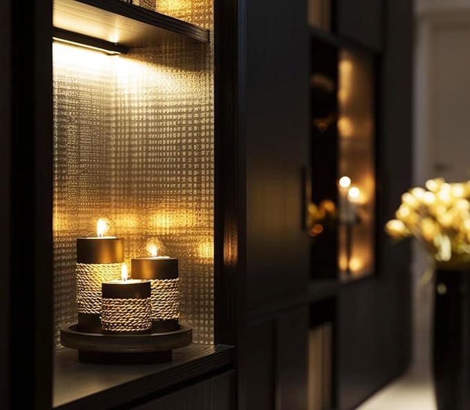 IYARA CRAFT Tealight Candle Holders with Tray – Set of 3 Handmade Wooden Candle Holders with Natural Rope Accent – Rustic Black Decor for Table Centerpiece, Office or Gift-Ruum Studio Home