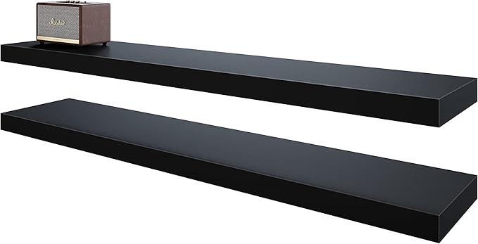 BAMEOS Floating Shelves,40 in W x 8in D Wall Mounted Wooden Shelves with Invisible Brackets Set of 2, Hanging Wall Shelves Decoration for Bedroom, Bathroom, Living Room and Kitchen-Ruum Studio Home
