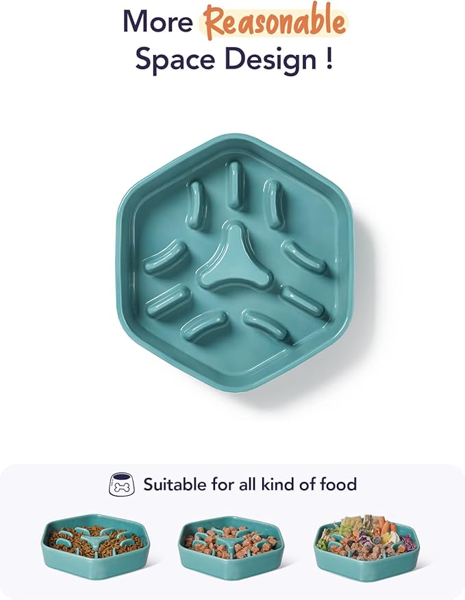 LE TAUCI PET Dog Slow Feeder Bowl Ceramic,3 Cups Puzzle Food Bowl for Small Medium Large Breed, Dog Bowls to Slow Down Eating, Maze-Ruum Studio Home