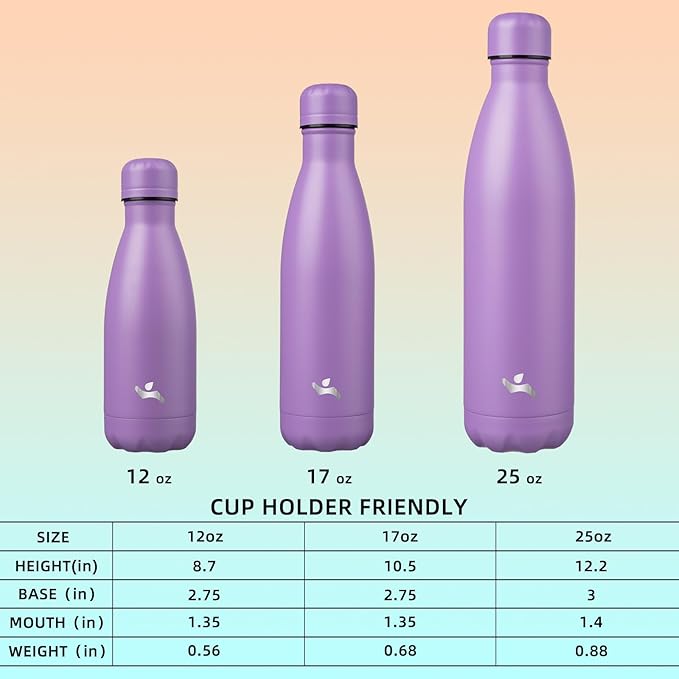 Insulated Water Bottles,17 oz Double Wall Stainless Steel Vacumm Metal Flask for Sports Travel,Lavender-Ruum Studio Home