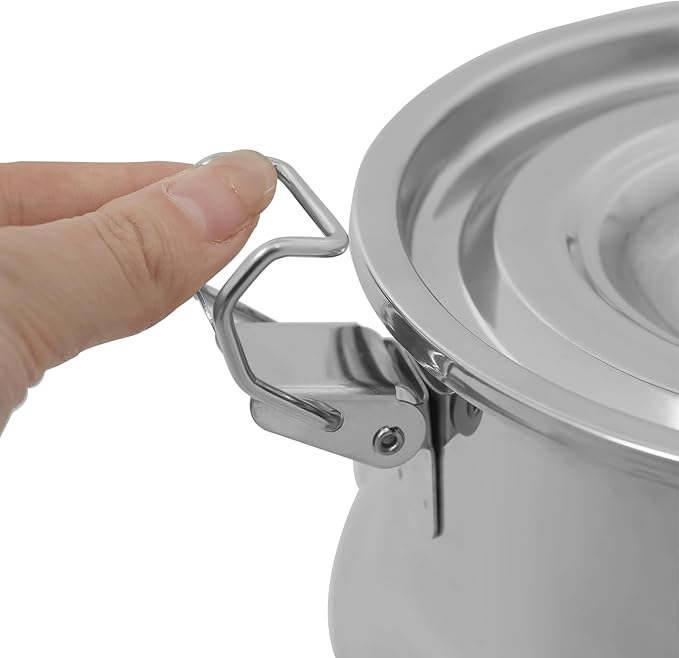 Stainless Steel Milk Can, 201 Stainless Steel Pail 1Gal Milk Can with Sealed Lid, 5L Hanging Lid Metal Milk Jug Bucket for Oil Tea Wine-Ruum Studio Home