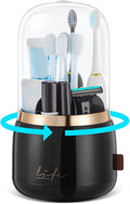 Toothbrush Holders for Bathrooms,Rotating 7-Slot with Cover and Draining Water,Kids Electric Toothbrush Holder and Toothpaste Stand Storage for Bathroom Accessories Counter Organizer Vanity-Ruum Studio Home