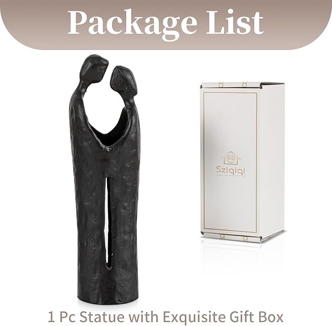 Sziqiqi 6th Anniversary Wedding Gift: Iron Gifts for 6th Anniversary for Couple - Romantic Couple Statue Metal Love Sculpture Black Abstract Figurines for Home Decor Women Her Wife Girlfriend Him Men-Ruum Studio Home