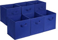 Amazon Basics Cube Organizer Storage Bins Handles, Collapsible Fabric, Pack of 6, 13"x13"x13", Navy-Ruum Studio Home
