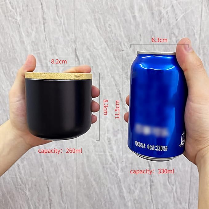 Ceramic Food Storage Jar Canister Modern Design Food Canisters with Airtight Seal Bamboo Lid, Loose Tea Coffee Spice Nuts Snacks Storage Jar Canister (Black 8.79oz/260ml)-Ruum Studio Home