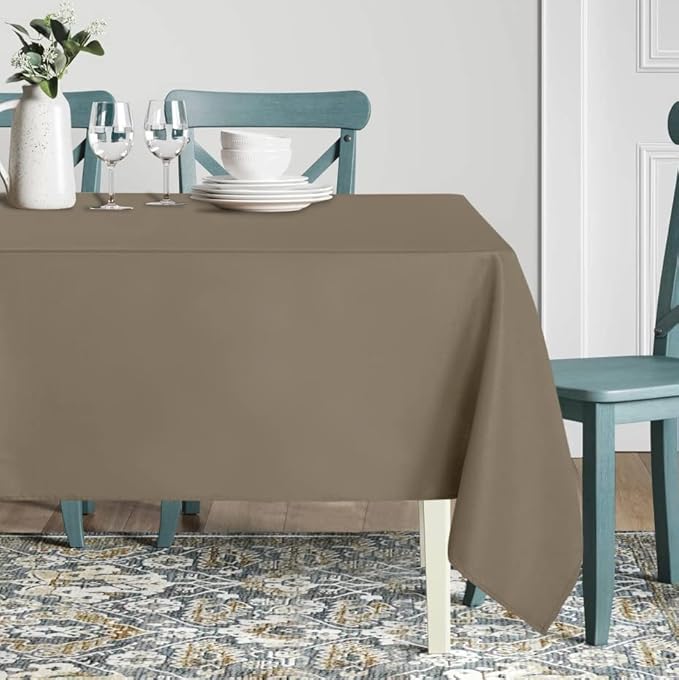 sancua Rectangle Tablecloth - 70 x 108 Inch - Stain and Wrinkle Resistant Washable Polyester Table Cloth, Decorative Fabric Table Cover for Dining Tables, Buffet Parties and Camping, Taupe-Ruum Studio Home