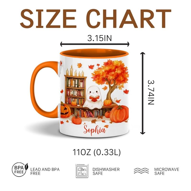 Personalized Fall Ghost Coffee Mugs - Ghost Lover Mugs Gift for Women Men - Fall Autumn Decor Gifts For Home Farmhouse Thanksgiving - Happy Fall Y'all Mug - 11oz Printed Ceramic Mug-Ruum Studio Home