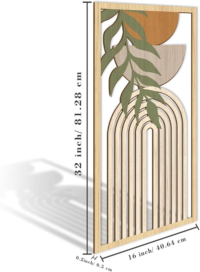 IARTTOP Boho Mid-century Modern Wood Wall Art 16x32 Inch Large Green Abstract Wood Wall Decor Mid Century Bohemian Artwork for Bedroom Living Room Office Kitchen Set of 3-Ruum Studio Home