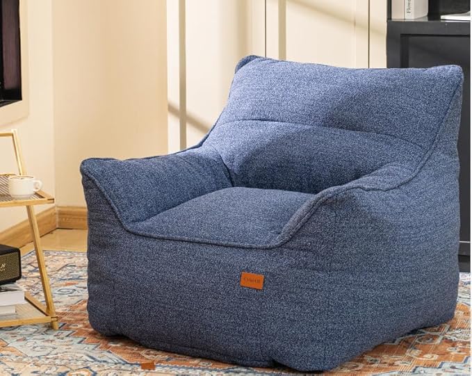 Bean Bag Chair for Adults, Comfy Tufted Bean Bag Chair Sofa with Armrests, Lazy Beanbag Chair with Foam Filler Stuffed Bean Bag Couch Sofa for Reading in Bedroom, Living Room and Dorms-Ruum Studio Home