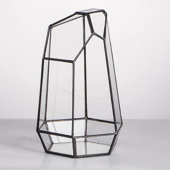 NCYP Small Glass Geometric Terrarium - 4.9 x 3.9 x 7.4 Inches Irregular Clear Planter Pot for Succulents, Cactus, Indoor Garden Tabletop Decoration, Centerpiece (No Plants, No Door)-Ruum Studio Home