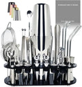 22-Piece Cocktail Shaker Set, 25/20oz Bartender Kit, Bartending Stainless Steel Bar Tools Sets for Drink Mixing, Boston Cocktail Shakers with Stand Recipes Booklet (Siver 25-20oz)-Ruum Studio Home