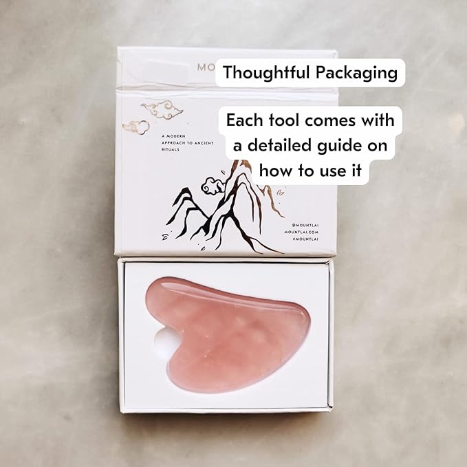 Mount Lai Rose Quartz Gua Sha Facial Tool – The Stone of Graceful Radiance – 100% Genuine Rose Quartz Stone Face Sculpting Tool for Lymphatic Drainage, Puffiness Reduction & Graceful Beauty-Ruum Studio Home