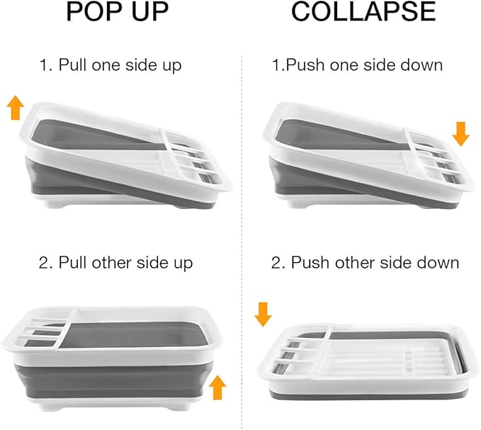 THANSTAR Collapsible Dish Drying Rack Portable Dinnerware Drainer Organizer for Kitchen RV Campers Travel Trailer Space Saving Kitchen Storage Tray-Ruum Studio Home