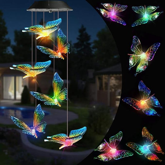 Toodour Solar Wind Chime, Color Changing Wind Chimes Butterfly, LED Decorative Mobile, Gifts for Mom Grandma, Waterproof Outdoor Decorative Lights for Garden, Patio, Yard, Window, Outdoor Decor-Ruum Studio Home