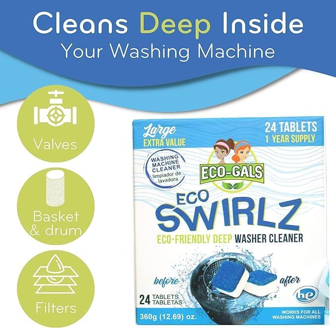 Washing Machine Cleaner and Deodorizing Tablets For Front & Top Load Washers Including H.E. to Remove Odor causing build-up, Pet Hair, & debris from drum, pipes, and filter.-Ruum Studio Home