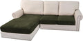 H.VERSAILTEX Velvet Stretch Sectional Couch Covers 3 Pieces Sofa Seat Cushion Covers L Shape Separate Couch Cover for Both Left/Right Sectional Couch (Large Sofa 2 Seater + 1 Chaise, Olive)-Ruum Studio Home