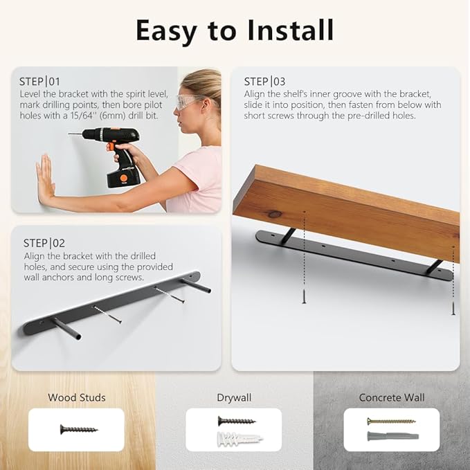 Habudda Floating Shelves, Wall Shelf for Bathroom Bedroom Kitchen, Natural Pine Real Wooden Shelves, Wall Mounted, 100% Pine, Set of 2, 30 Inches Long, Honey Oak-Ruum Studio Home