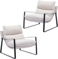 DUOMAY Mid-Century Accent Chair Armchair Set of 2, Comfy Linen Fabric Leisure Chair Lazy Chair with Metal Leg for Living Room Bedroom Office Apartment, White-Ruum Studio Home