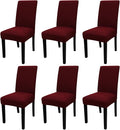 JQinHome 6 Pcs Dining Chair Slipcover,High Stretch Removable Washable Chair Seat Protector Cover for Home Party Hotel Wedding Ceremony (Burgundy)-Ruum Studio Home