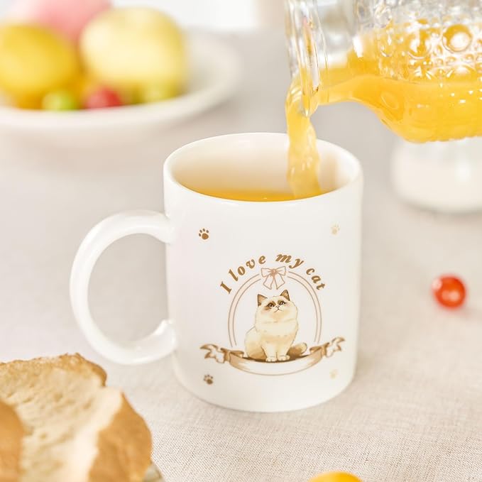12Oz Cute Ragdoll Cat White Ceramic Mug, Mug for Daily Coffee and Tea, Lead-free Microwave and Dishwasher Safe Coffee Mug, Perfect gifts for Cat Lovers-Ruum Studio Home