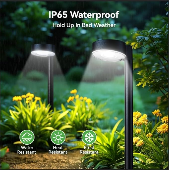 6 Pack Solar Pathway Lights Outdoor, 12 Brighter LED Solar Lights Outdoor Waterproof, Up to 12 Hrs Modern Path Light for Yard Garden Walkway Driveway Lawn, Cool White-Ruum Studio Home