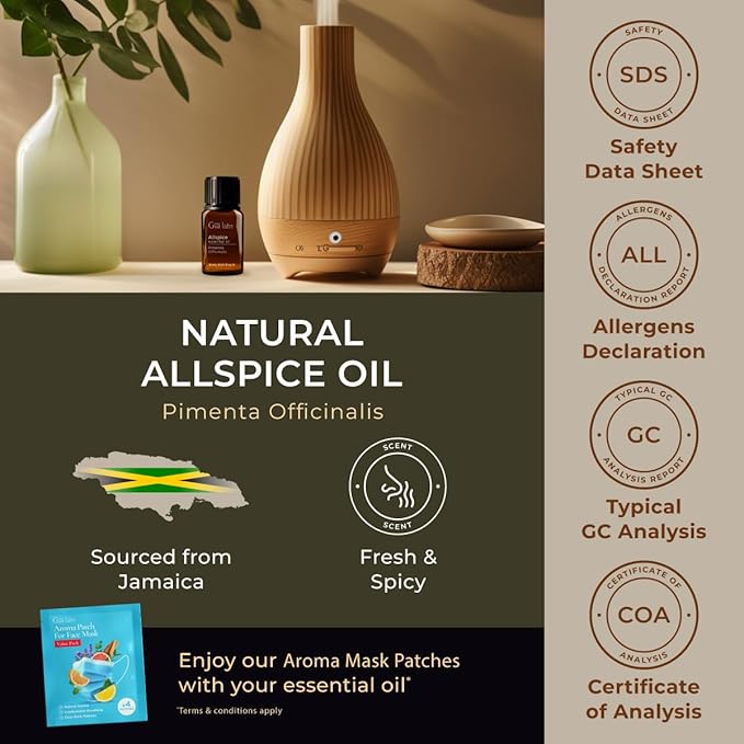 Gya Labs Allspice Essential Oil for Diffuser & Skin - 0.34 Fl Oz - 100% Pure Natural Allspice Oil for Skin, Homemade Items & Candle Making Scent-Ruum Studio Home