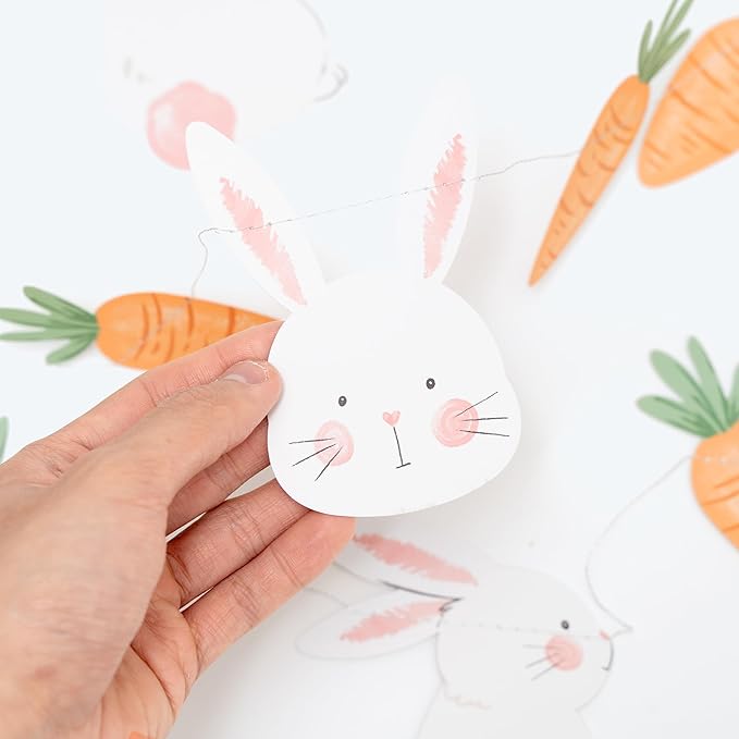 Cheerland Bunny Garland Party Decorations Cute Rabbit Carrot Banner Hanging Streamer for Girls Kids Birthday Baby Shower Classroom Home Office Decor Easter Garden Animal Tea Parties Supplies 2pcs-Ruum Studio Home