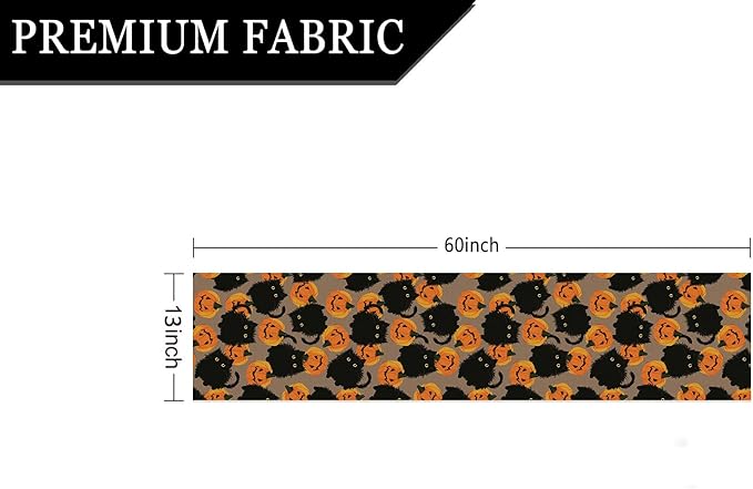 Halloween Table Runner Black Cat Pumpkins Seasonal Kitchen Dining Table Home Outdoor Party Decorations 13x60 Inch-Ruum Studio Home