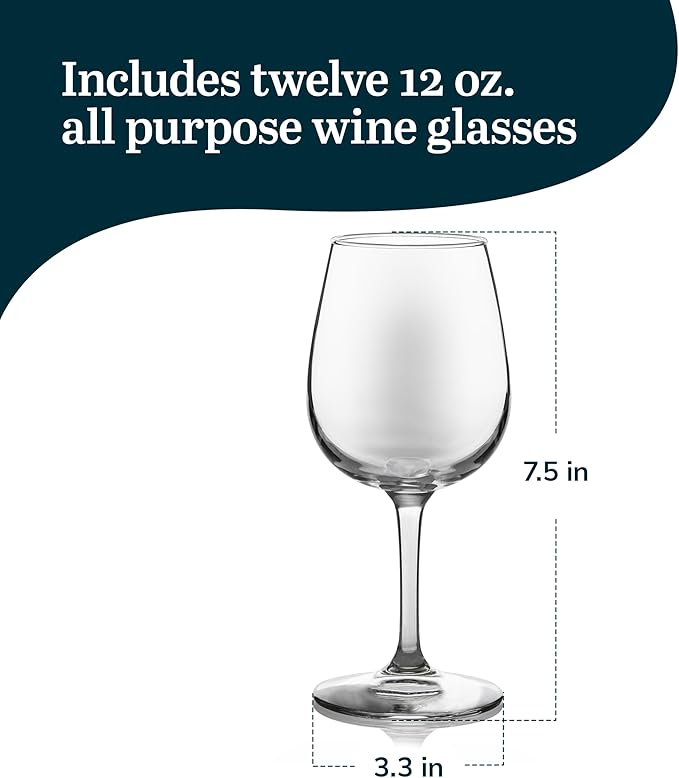 Libbey All-Purpose Wine Party Glasses, 12.75-ounce, Set of 12-Ruum Studio Home