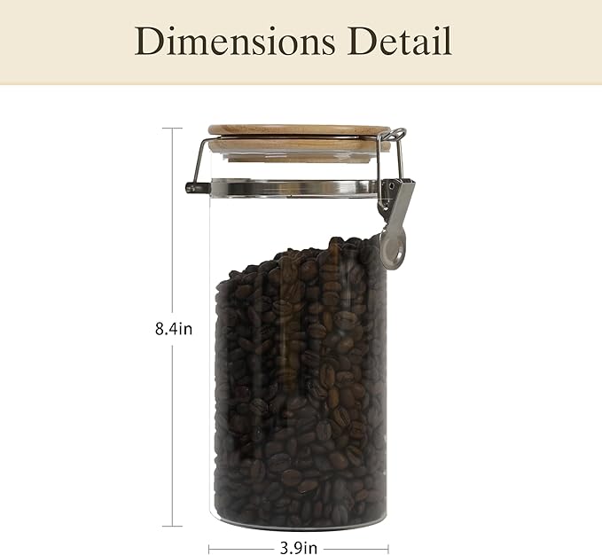 Glass Coffee Canister Coffee Containers for Ground Coffee Coffee Bean Storage Airtight Seal with Locking Clamp, Coffee Bar Accessories Perfect for Kitchen Storage-Ruum Studio Home
