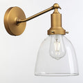PERMO Industrial Vintage Slope Pole Wall Mount Single Sconce with 6.7" Oval Dome Clear Glass Shade Wall Sconce Light Fixture (Antique Gold)-Ruum Studio Home