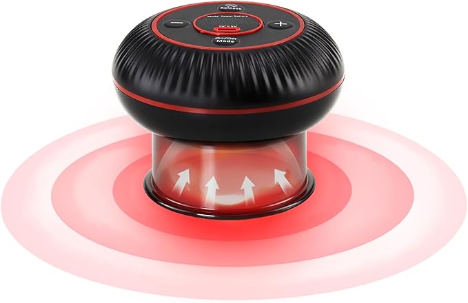 Cupping Kit for Massage Therapy - 4 in 1 Electric Cupping Therapy Set, 12 Levels of Suction Strength and Red Light Therapy for Targeted Pain Relief, Portable Electric Smart Cupping Device, Black-Ruum Studio Home