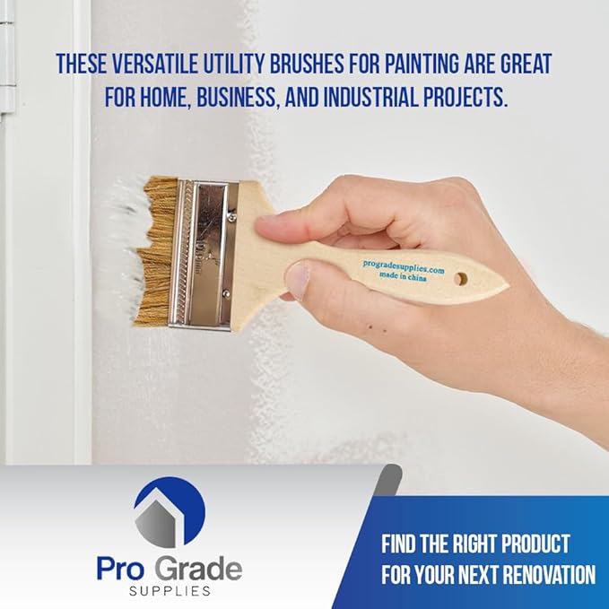 Pro Grade - Chip Paint Brushes - 24 Ea 4 Inch Chip Paint Brush Light Brown-Ruum Studio Home