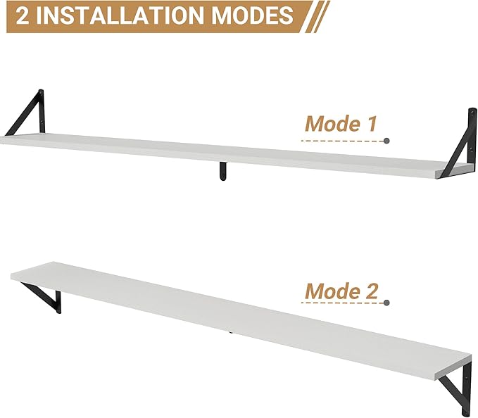 Heimlove 48 Inch Large Wall Bookshelves Set of 3, Wall Mounted Bookshelves,Heavy Duty Wooden Shelves for Living Room,Bedroom,Kitchen,Laundry Room Storage & Decor-Ruum Studio Home