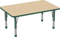 FDP Rectangle Activity School and Classroom Kids Table (30 x 48 inch), Chunky Toddler Legs, Adjustable Height 15-24 inches - Maple Top and Green Edge-Ruum Studio Home