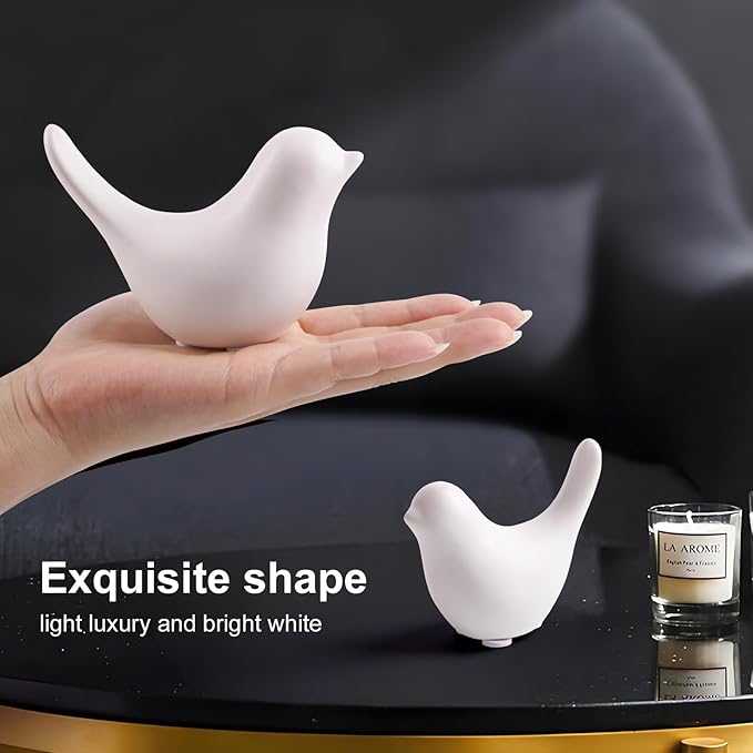 Notakia Small White Birds Statues Home Decor Modern Style Decorative Ornaments for Living Room, Bedroom, Office Desktop, Cabinets (2Pcs White Birds)-Ruum Studio Home