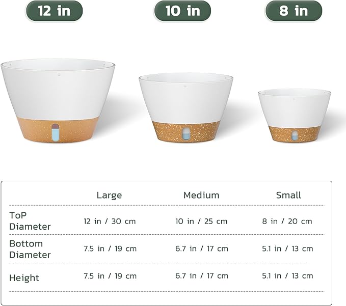 ZMTECH 8 Inch Hanging Planters for Indoor Plants, Hanging Baskets for Plants Outdoor with Visible Water Level, Hanging Flower Pots with Drainage Holes & Removable Tray(2 Pack, White)-Ruum Studio Home