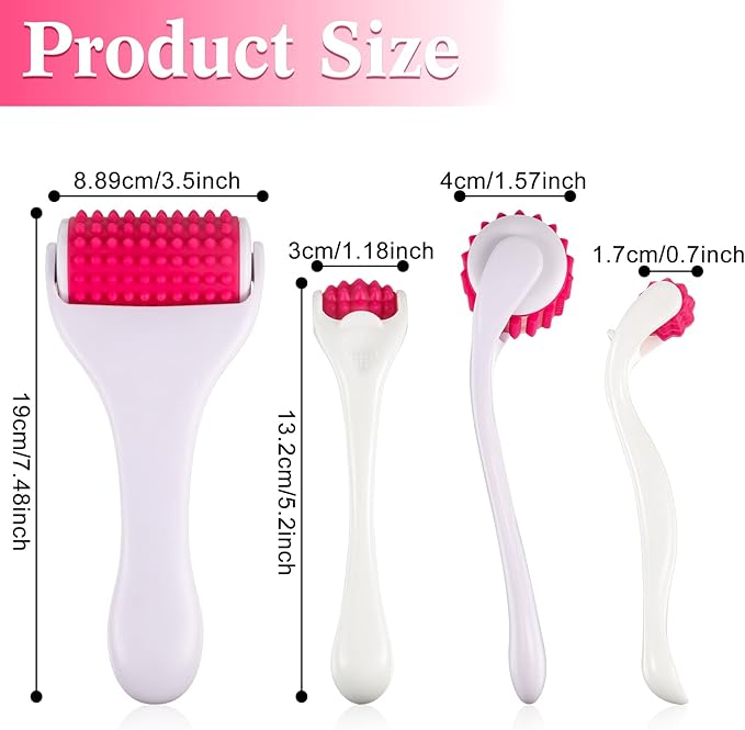 2 Pcs Muscle Roller Stick Fascia Body Cellulite Face Muscle Massage Roller Manual Massage Tools for Muscles Relief Neck Arm Back Leg Body Roller Deep Trigger Points Release Roller (White, Rosy)-Ruum Studio Home