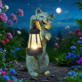Garden Statues Cat with Solar Lantern Outdoor Bunny Figurines Decorations for Patio Yard Lawn Ornaments Gifts for Birthday Easter Housewarming Mother's Day-Ruum Studio Home