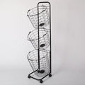 3 Tier Laundry Basket with Rolling Lockable Wheels Wire Metal Sorter Storage Trolley Shelf Basket Durable Metal Sorter Clothes Storage Trolley Shelf with Removable Hamper for Organizing Clothes-Ruum Studio Home