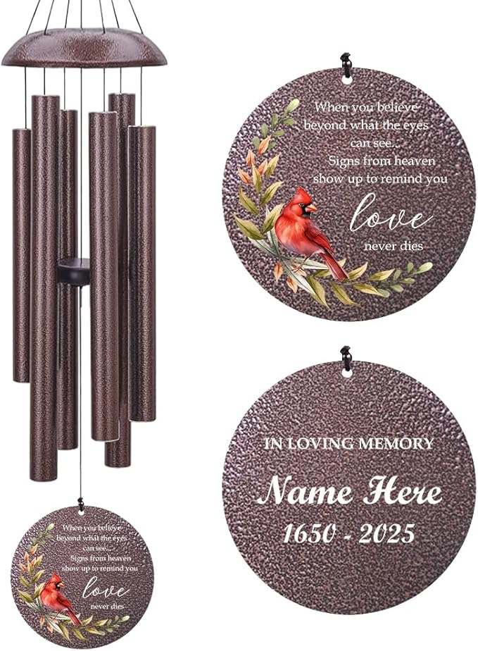 Personalized Sympathy Wind Chimes, Memorial Wind Chimes in Memory of a Loved One Gifts,Gifts for Who Loss of Dad, Mom,Brother, Friends, Sympathy Gift Baskets Home Decor Outdoor Garden Patio-Ruum Studio Home