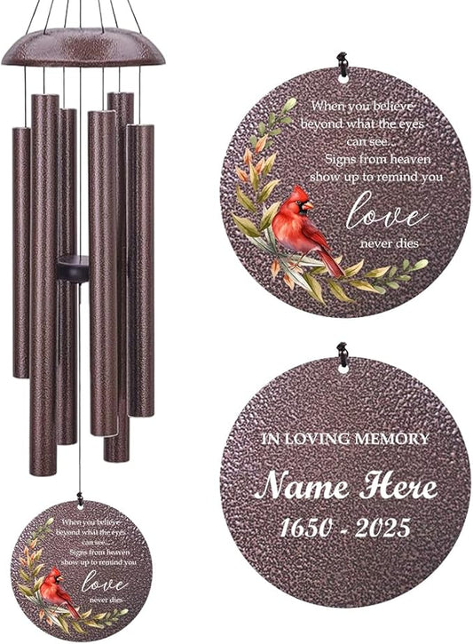 Personalized Sympathy Wind Chimes, Memorial Wind Chimes in Memory of a Loved One Gifts,Gifts for Who Loss of Dad, Mom,Brother, Friends, Sympathy Gift Baskets Home Decor Outdoor Garden Patio-Ruum Studio Home