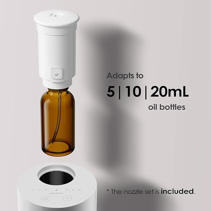 Waterless Diffuser for Essential Oil, Battery Operated Nebulizer, 0.7 Fl.Oz./ 20mL Capacity, Mini Scent Air Machine, 3 Countdown Timers & 3 Mist Levels for Home, Room, Car, Office - AN6 Green Lily-Ruum Studio Home