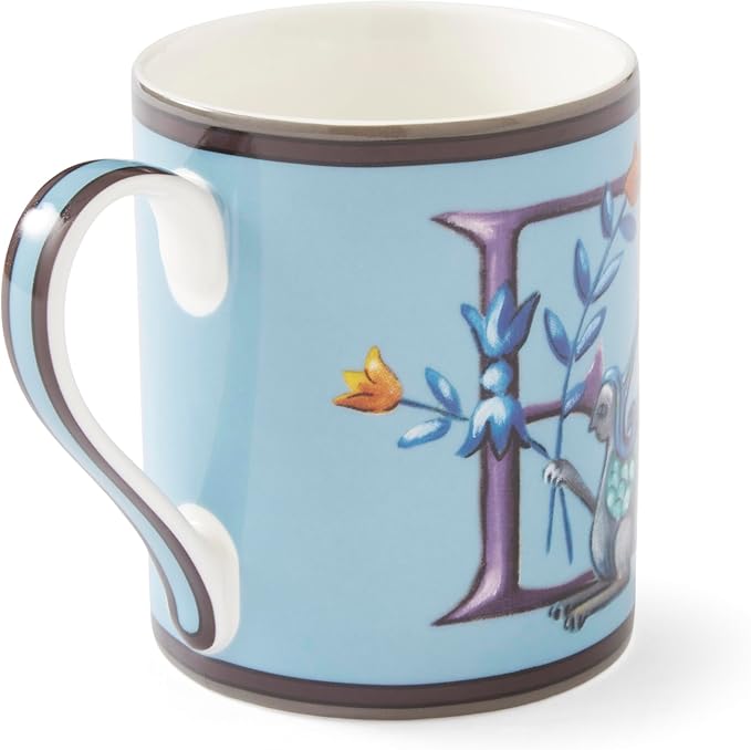 Spode Kit Kemp 12oz Mug in Fine China, E Initial - Custom Coffee Cup for Hot Beverages, Personalized Gift Idea for Her, Him, Friends, Coffee Lovers - Stylish Letter Mug for Daily Use, Dishwasher Safe-Ruum Studio Home