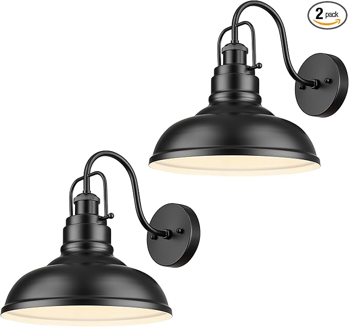 zeyu 2 Pack Barn Sconce Wall Lighting, Vintage Wall Mount Light Fixture, Indoor Wall Sconce Lighting in Matte Black Finish, 016-1B-2PK BK-Ruum Studio Home