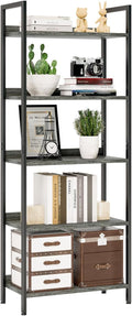 NUMENN Bookshelf, 5 Tier Bookshelves, Home Office Bookcase Shelf Storage Organizer, Free Standing Storage Shelving Unit for Bedroom, Living Room and Home Office, Dark Grey-Ruum Studio Home