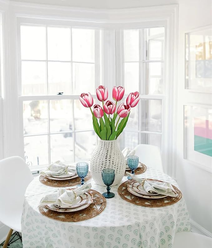 Artificial Tulips Flowers – 24" Long Stem Faux Tulips, 7PCS Real Touch Fake Red Tulip for Vase, Farmhouse, Kitchen, Spring & Wedding Home Decor-Ruum Studio Home